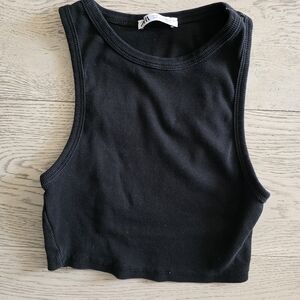 Zara Black Sleeveless Crop Top